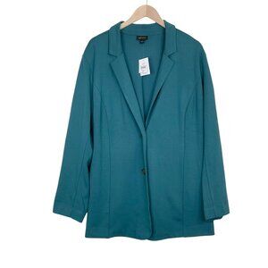 J. Jill Wearever Double Face Jersey Blazer Quail Blue 2X